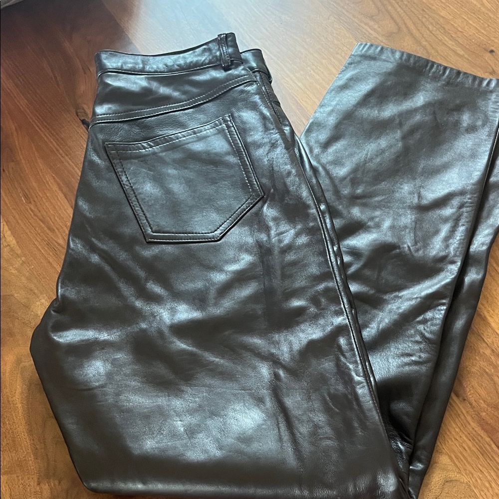 Dark Brown Lined Leather Pants